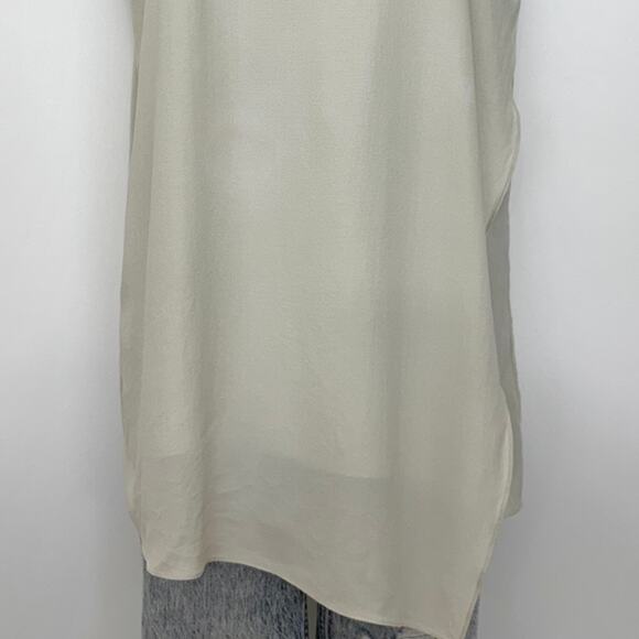 Eileen Fisher Silk Crepe Tunic Asymmetrical Hem Blouse Top Bone L - Picture 3 of 10